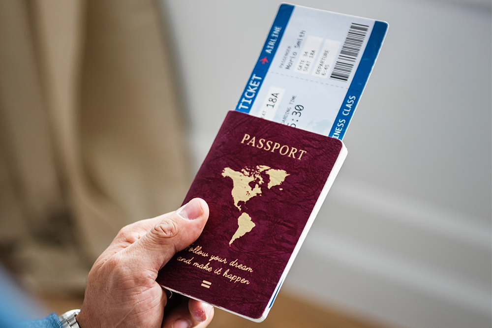 passport and a boarding pass