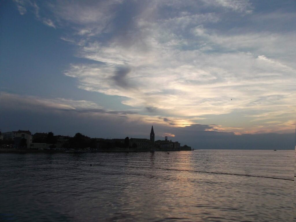 View of the sunset over Porec Venice's little sister in Croatia