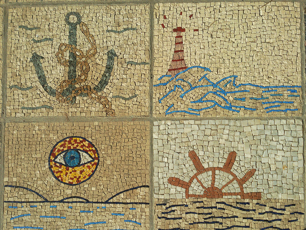 mosaics on the shore of Vela Luka - Korcula
