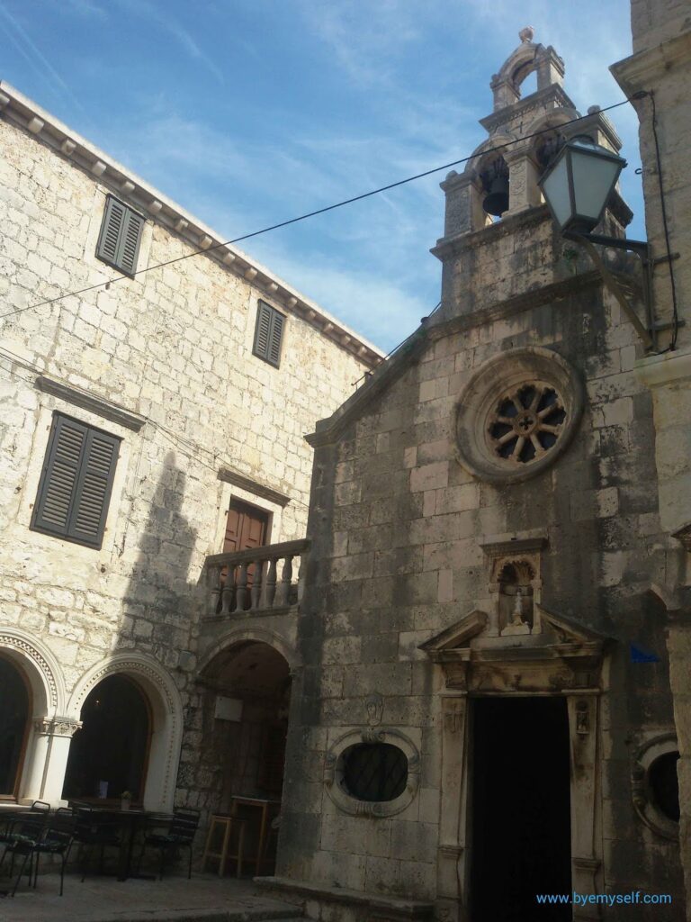 Entrance to St. Michael's Church. in Korcula