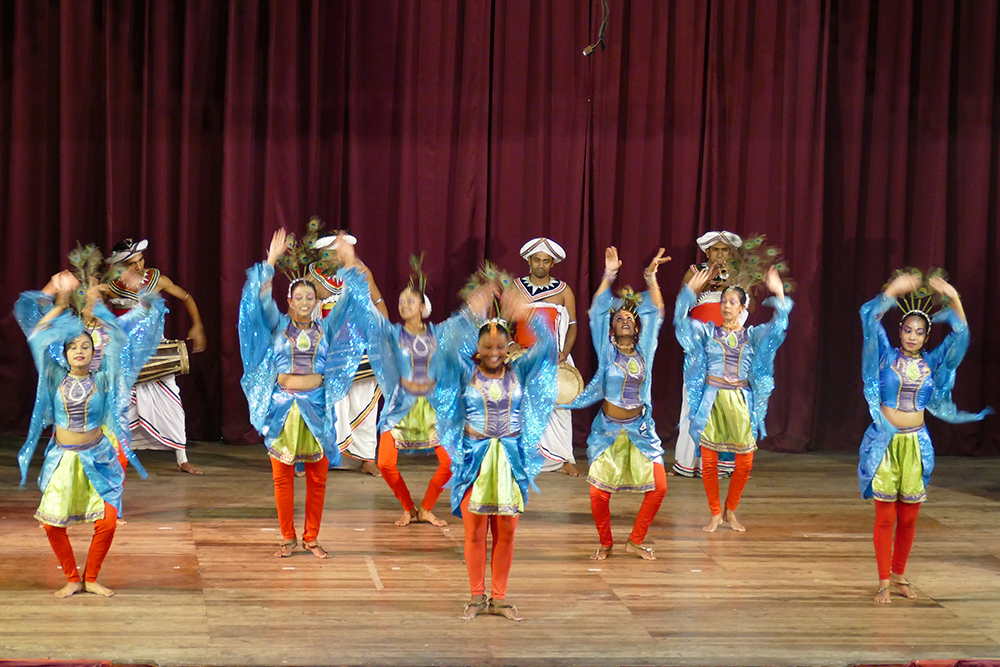 Ladies performing the Mayuran Natuma, the joyful peacock dance.
