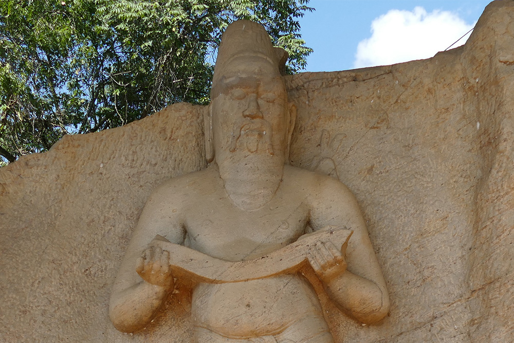 Staue of King Parakramabahu I in Polonnaruwa in Sri Lanka