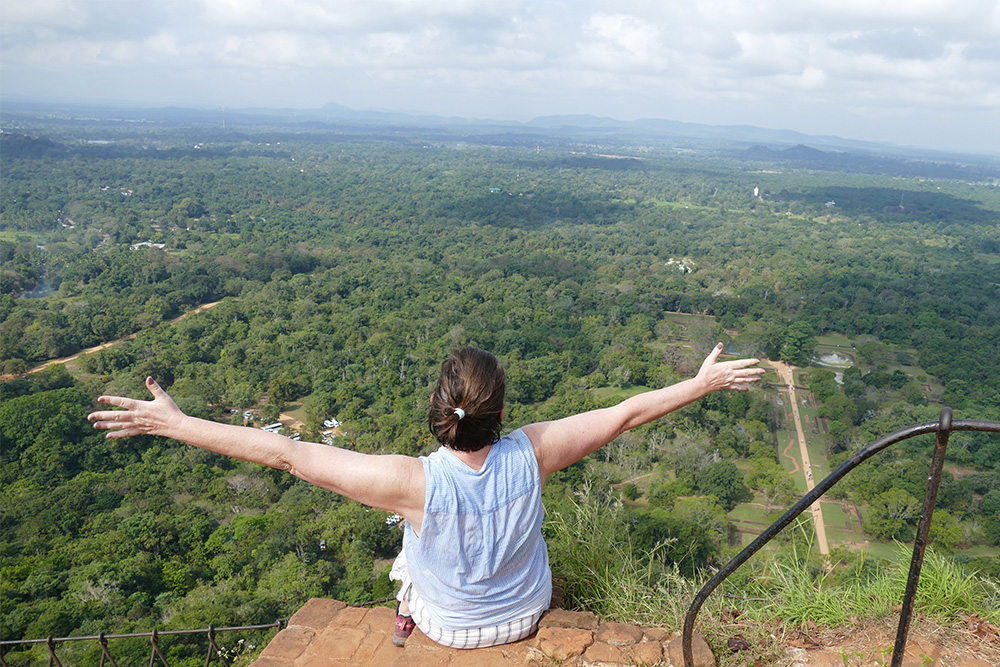 Renata Green in a typical pose for instagram on Lion Rock Sigiriya Sri Lanka