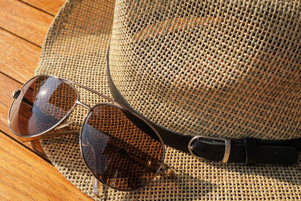 sun shades and hat